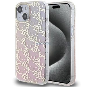 Husa Hello Kitty IML Gradient Electrop Crowded Kitty Head pentru iPhone 15 - roz