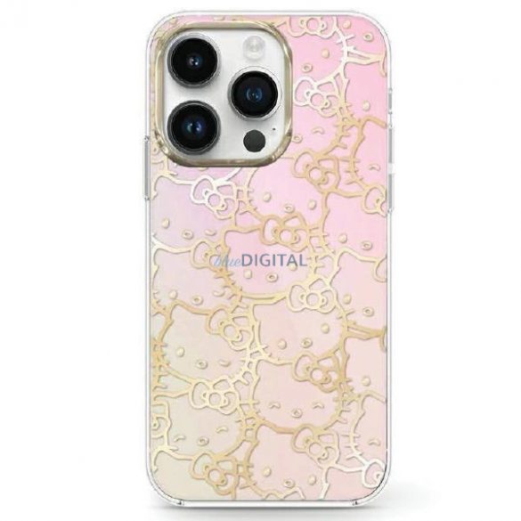 Husa Hello Kitty IML Gradient Electrop Crowded Kitty Head pentru iPhone 15 - roz