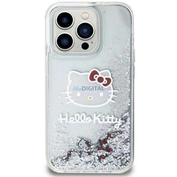 Husă Hello Kitty Liquid Glitter Charms Kitty Head pentru iPhone 11 / Xr - Argintie