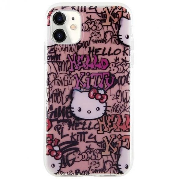 Husa Hello Kitty IML Tags Graffiti pentru iPhone 11 / Xr - roz