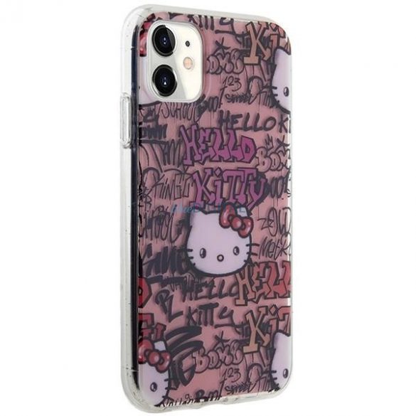 Husa Hello Kitty IML Tags Graffiti pentru iPhone 11 / Xr - roz