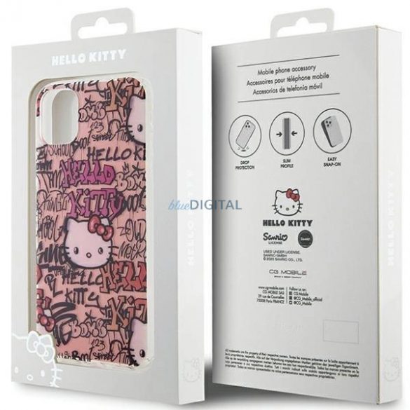 Husa Hello Kitty IML Tags Graffiti pentru iPhone 11 / Xr - roz