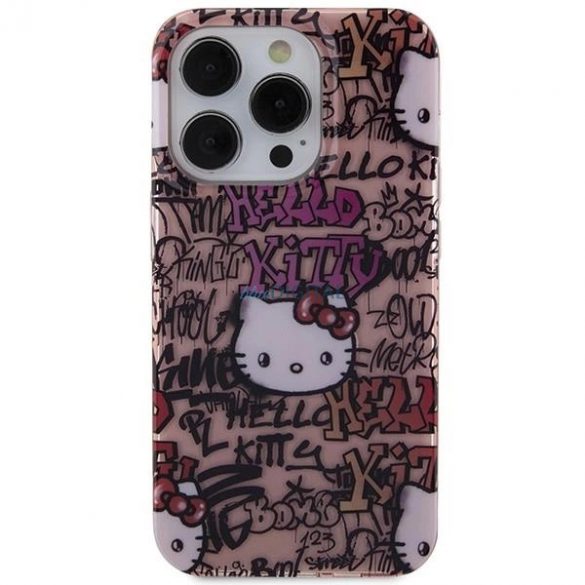 Husa Hello Kitty IML Tags Graffiti pentru iPhone 13 Pro / 13 - roz