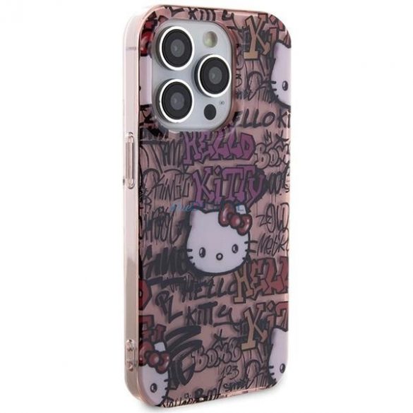 Husa Hello Kitty IML Tags Graffiti pentru iPhone 13 Pro / 13 - roz