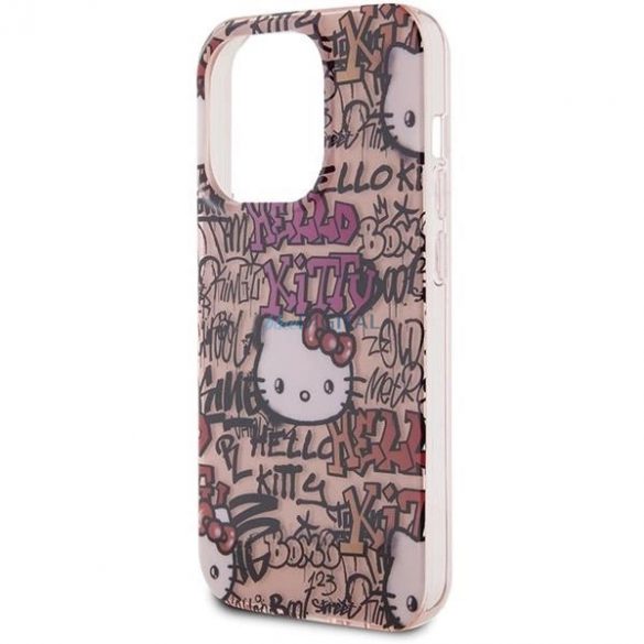 Husa Hello Kitty IML Tags Graffiti pentru iPhone 13 Pro / 13 - roz