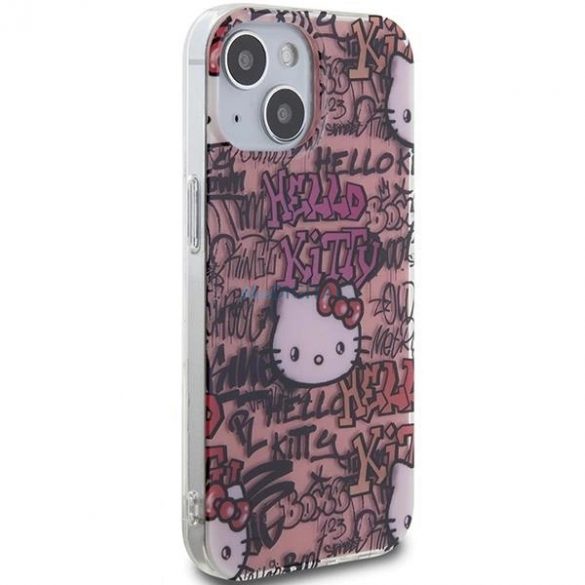 Husa Hello Kitty IML Tags Graffiti pentru iPhone 15 - roz