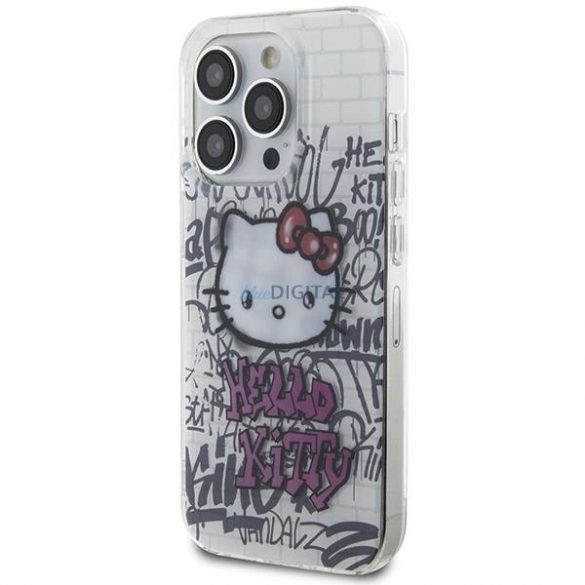 Husa Hello Kitty IML Kitty On Bricks Graffiti pentru iPhone 13 Pro / 13 - alba