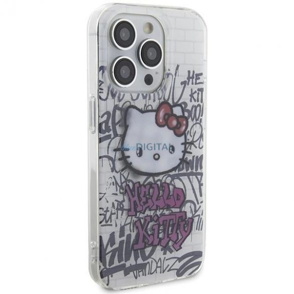 Husa Hello Kitty IML Kitty On Bricks Graffiti pentru iPhone 13 Pro / 13 - alba