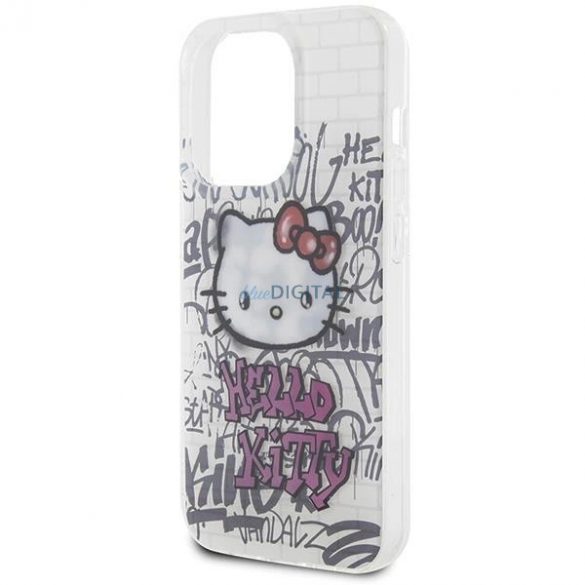 Husa Hello Kitty IML Kitty On Bricks Graffiti pentru iPhone 13 Pro / 13 - alba