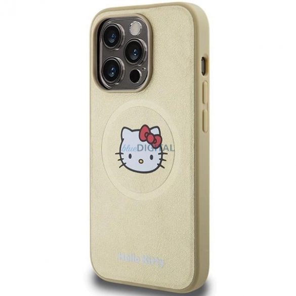 Husă Hello Kitty din piele Kitty Head MagSafe pentru iPhone 13 Pro / 13 - auriu