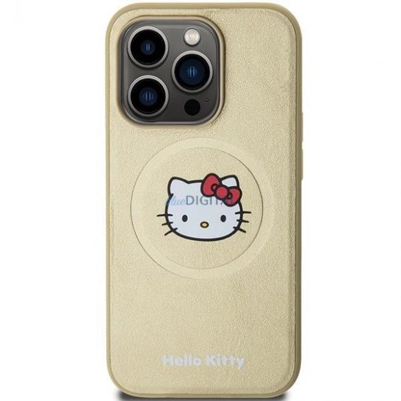 Husă Hello Kitty din piele Kitty Head MagSafe pentru iPhone 13 Pro / 13 - auriu