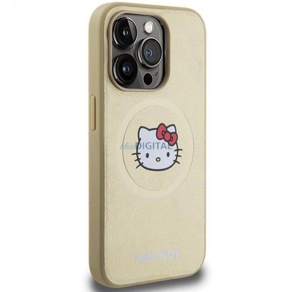 Husă Hello Kitty din piele Kitty Head MagSafe pentru iPhone 13 Pro / 13 - auriu