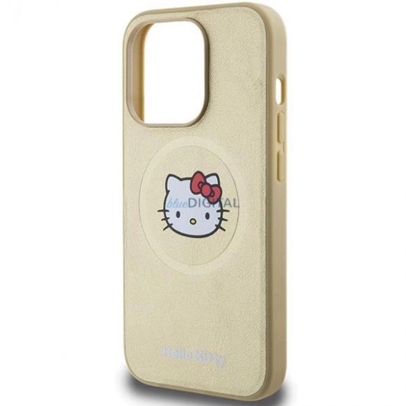 Husă Hello Kitty din piele Kitty Head MagSafe pentru iPhone 13 Pro / 13 - auriu