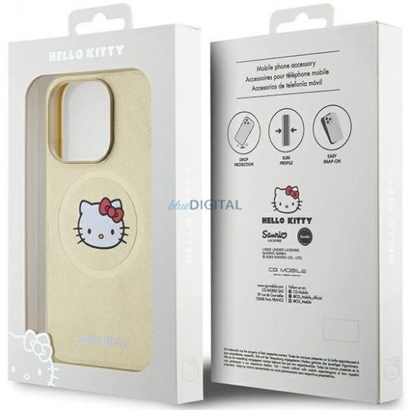 Husă Hello Kitty din piele Kitty Head MagSafe pentru iPhone 13 Pro / 13 - auriu