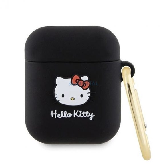 Husă Hello Kitty din silicon 3D Kitty Head pentru AirPods 1/2 - neagră