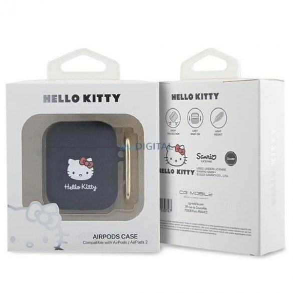 Husă Hello Kitty din silicon 3D Kitty Head pentru AirPods 1/2 - neagră