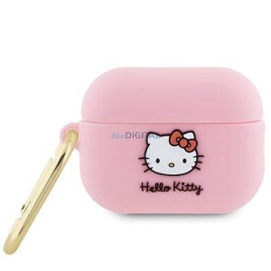 Husă Hello Kitty din silicon 3D Kitty Head pentru AirPods Pro 2 (2022/2023) - roz