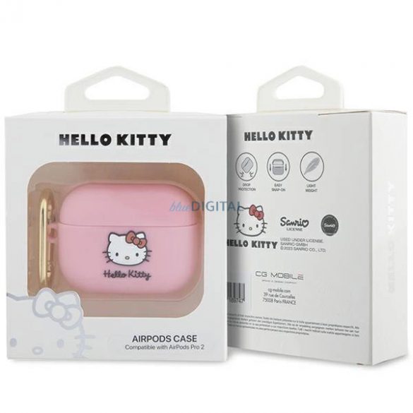 Husă Hello Kitty din silicon 3D Kitty Head pentru AirPods Pro 2 (2022/2023) - roz