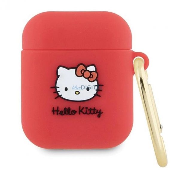 Husă Hello Kitty din silicon 3D Kitty Head pentru AirPods 1/2 - fucsia