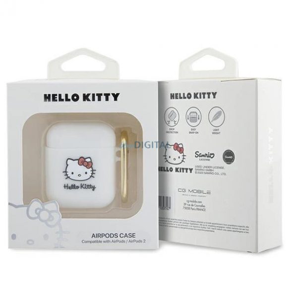 Husă Hello Kitty din silicon 3D Kitty Head pentru AirPods 1/2 - albă