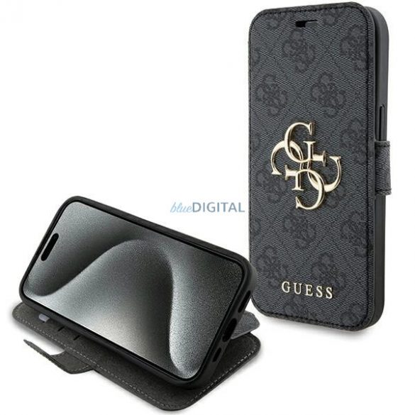 Husa Guess 4G Metal Logo pentru iPhone 15 / 14 / 13 - gri