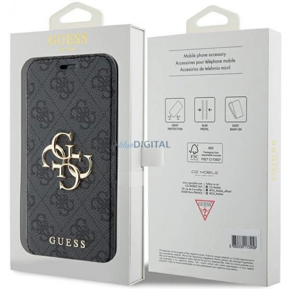 Husa Guess 4G Metal Logo pentru iPhone 15 / 14 / 13 - gri