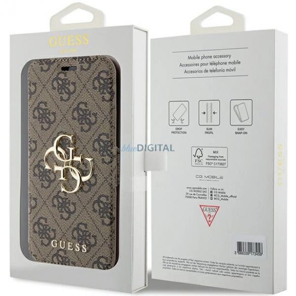 Husa Guess 4G Metal Logo pentru iPhone 15 / 14 / 13 - maro