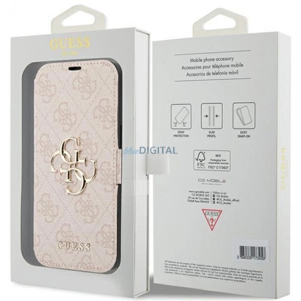 Husa Guess 4G Metal Logo pentru iPhone 15 / 14 / 13 - roz