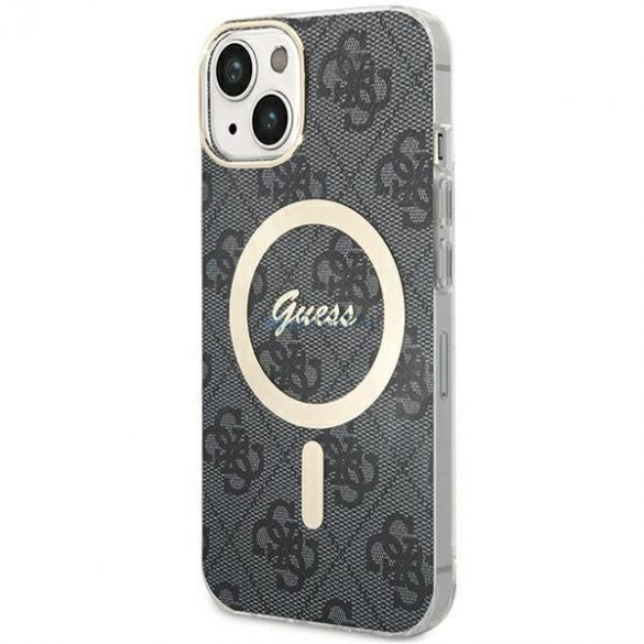 Husa Guess 4G MagSafe pentru iPhone 15 Plus / 14 Plus - neagra