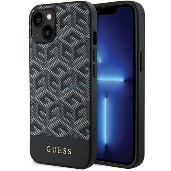 Etui Guess GCube Stripes MagSafe pe iPhone 15 / 14 / 13 - czarne