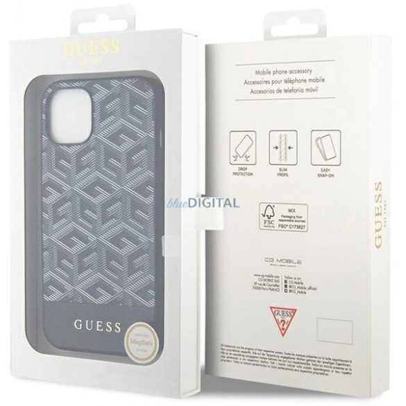 Etui Guess GCube Stripes MagSafe pe iPhone 15 / 14 / 13 - czarne