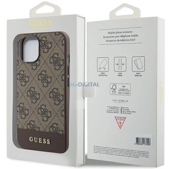 Husa Guess 4G Stripe Collection pentru iPhone 15 / 14 / 13 - maro