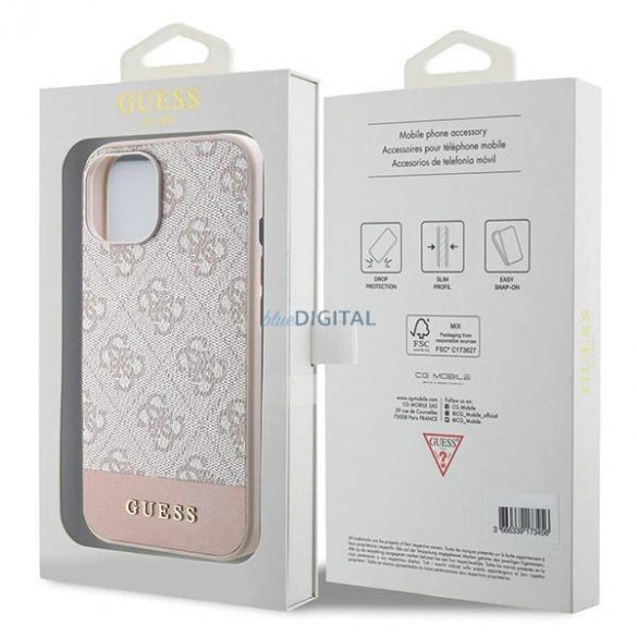 Husa Guess 4G Stripe Collection pentru iPhone 15 / 14 / 13 - roz