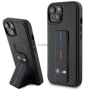 Husa BMW Grip Stand Smooth & Carbon pentru iPhone 15 - neagra