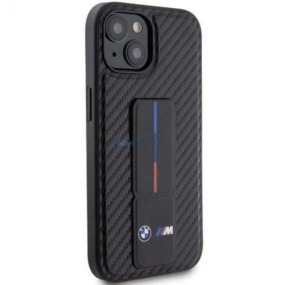 Husa BMW Grip Stand Smooth & Carbon pentru iPhone 15 - neagra