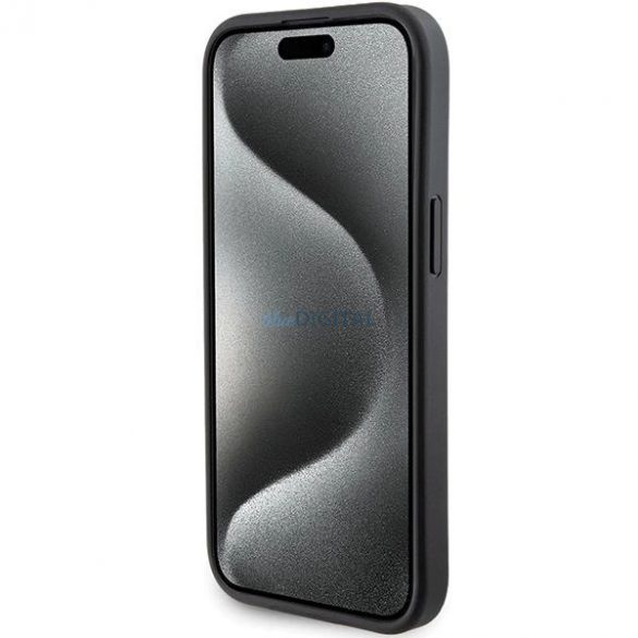 Husa BMW Grip Stand Smooth & Carbon pentru iPhone 15 - neagra