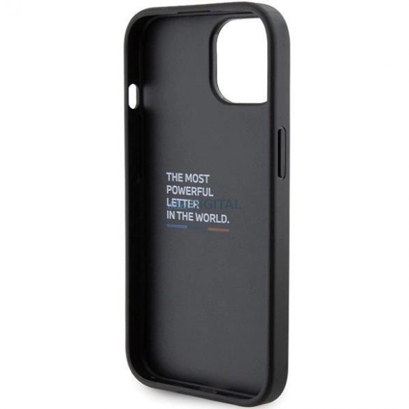 Husa BMW Grip Stand Smooth & Carbon pentru iPhone 15 - neagra