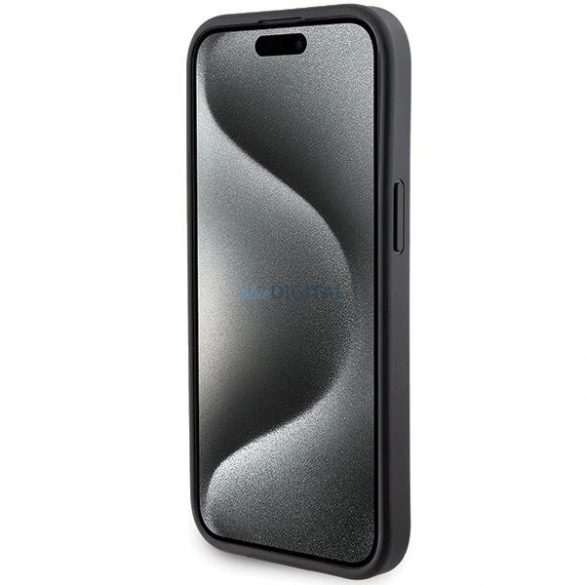 Husa Karl Lagerfeld Gripstand Saffiano Karl&Chouppette Pins pentru iPhone 15 - neagra