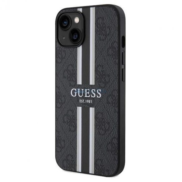 Husă Guess 4G Printed Stripes MagSafe pentru iPhone 15/14/13 - neagră