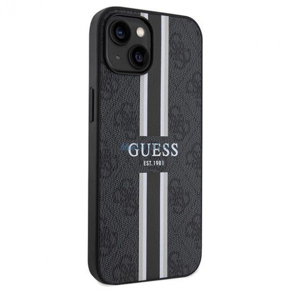 Husă Guess 4G Printed Stripes MagSafe pentru iPhone 15/14/13 - neagră