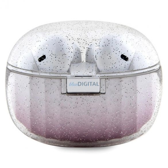 Căști Bluetooth Guess Glitter Gradient TWS + stație de andocare - roz