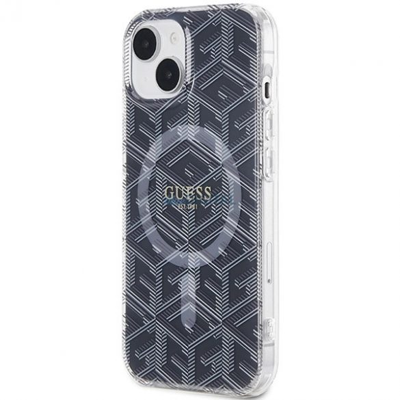 Etui Guess IML GCube MagSafe pe iPhone 15 / 14 / 13 - czarne