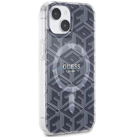 Husa Guess IML GCube MagSafe pentru iPhone 15 Plus / 14 Plus - neagra