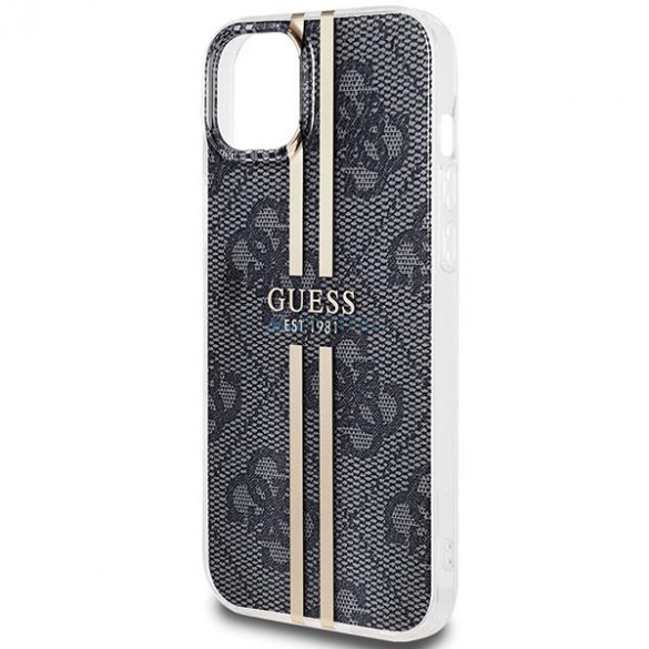 Husa Guess IML 4G Gold Stripe pentru iPhone 15/14/13 - neagra