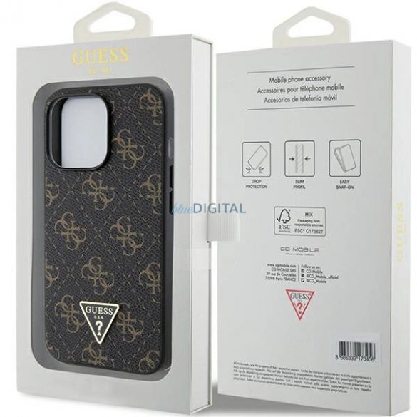 Husa Guess 4G Triangle Metal Logo pentru iPhone 13 Pro / iPhone 13 - neagra