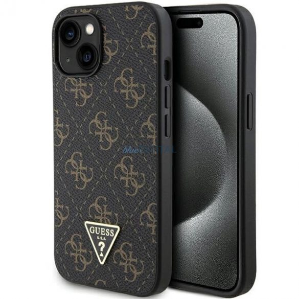 Husa Guess 4G Triangle Metal Logo pentru iPhone 15 Plus / 14 Plus - neagra