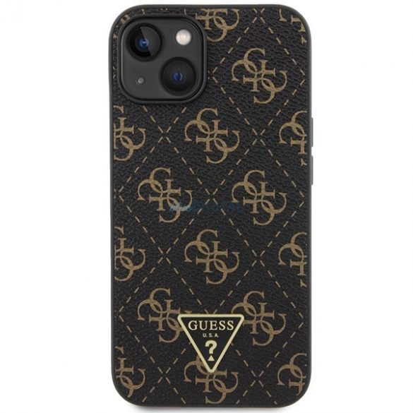 Husa Guess 4G Triangle Metal Logo pentru iPhone 15 Plus / 14 Plus - neagra