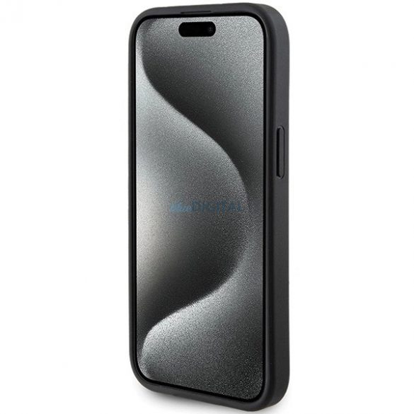 Husa Guess 4G Triangle Metal Logo pentru iPhone 15 Plus / 14 Plus - neagra