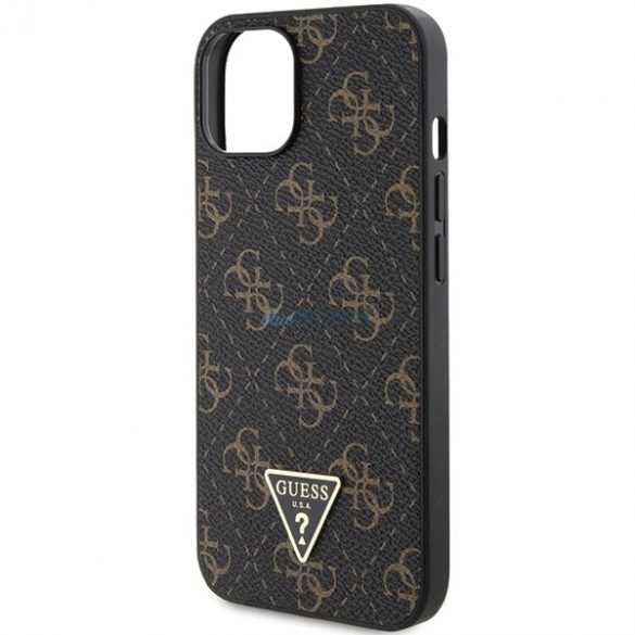 Husa Guess 4G Triangle Metal Logo pentru iPhone 15 Plus / 14 Plus - neagra