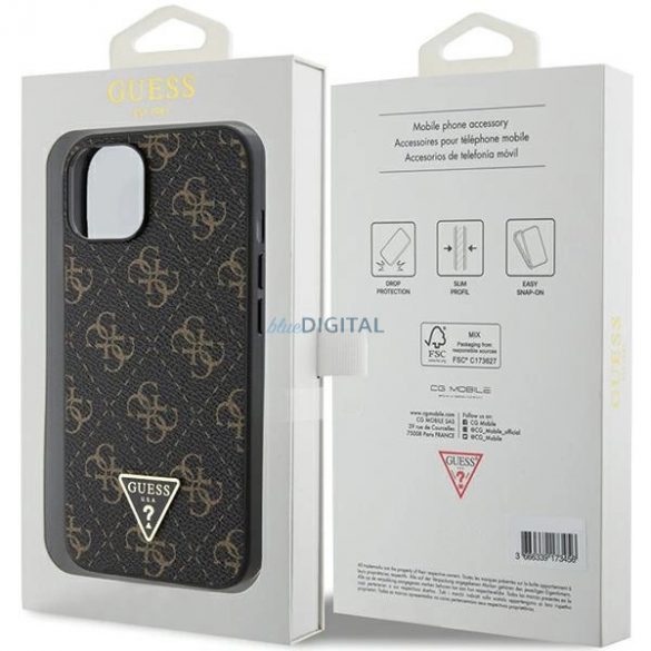 Husa Guess 4G Triangle Metal Logo pentru iPhone 15 Plus / 14 Plus - neagra